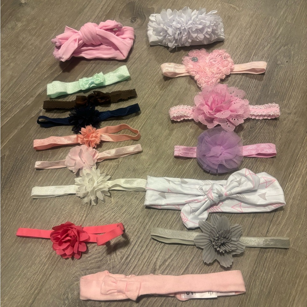 Child of Mine Pink and Gray Baby 15 Headbands Set